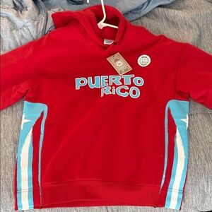 Red Puerto Rico Hoodie with Blue Accents